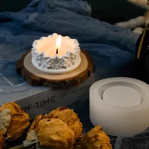 Handmade 5-petal flower candle holder silicone mold for DIY wax, soap and fondant crafts