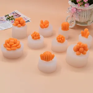 Vari stampi in silicone a forma di succulente 3D per candele profumate e gesso fai-da-te