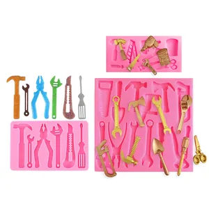 Stampo in Silicone Liquido Serie Attrezzi Ferramenta Chiave Pinza Martello Sega Trapano per Decorazione Torte Fondente DIY