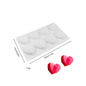Diamond heart silicone mold dimensions showing 29cm by 17cm size and 112g weight