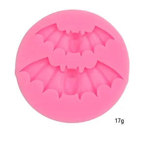 Pink silicone bat mold detail shot with 17g weight mark for Halloween DIY baking.