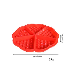 Detailed dimension specifications for heart-shaped red silicone waffle and chocolate mold
