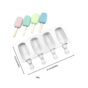 Detailed dimensions of 4-cavity silicone popsicle mold with weight and size info