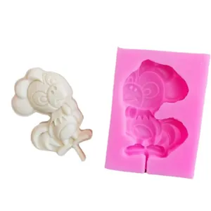 Stampo per lecca-lecca in silicone rosa con design gallo cartoon per decorazioni torte