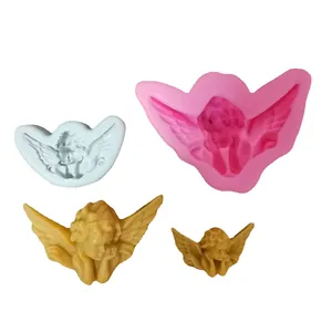 Engel Cherub Silikonform Für Fondant Tortendeko Schokolade Aromatherapie Kerze DIY Backwerkzeuge 3D Engelsflügel Form Haus Küche Dekor