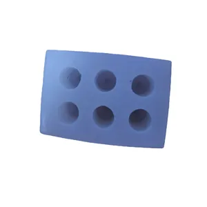 6-hole blue rectangular silicone mold for mini DIY aromatherapy candles and soaps