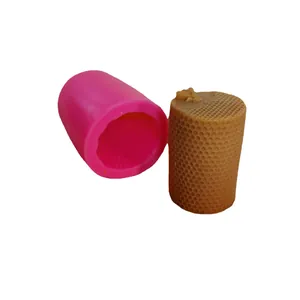 Honeycomb patterned cylindrical silicone mold for DIY beeswax candles and cake decoration