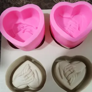 Moule en Silicone en Forme de Coeur Pour Savon Artisanal DIY Outil de Fabrication de Bougies Aromathérapie Thème Demande Relief