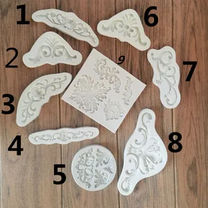 European Baroque Relief Silicone Cake Mold Court Totem Openwork Scroll Pattern Fondant Decorating Border Mold For DIY Baking