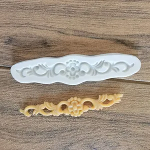 Detailed view of European floral silicone mold with hollow relief pattern for cake borders