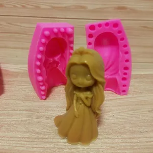 Stampo dettagliato in silicone 3D a forma di ragazza per decorazione torte e artigianato fai-da-te