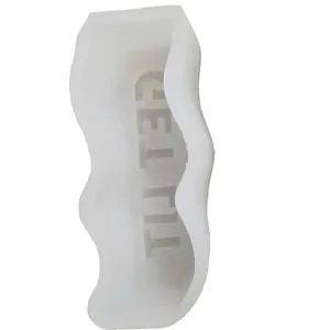 Wavy rectangular silicone mold for DIY handmade candles and soaps with GET FIT phrase