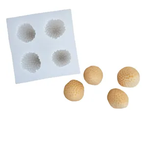 4-cavity textured sphere silicone mold for fruit-shaped chocolate and mousse