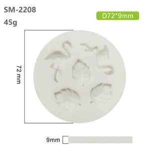Detailed view of flamingo and tropical leaf silicone mold showing 72mm x 9mm dimensions