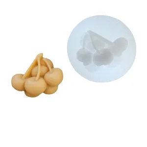 High quality 3D cherry cluster silicone mold for chocolate mousse and clay crafting