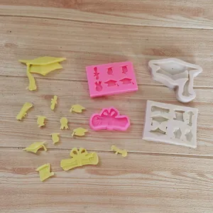 Afstuderen Thema Siliconen Fondant Vorm Afstudeerhoed Rol Vorm Voor DIY Chocolade Taart Decoratie Bakgereedschap