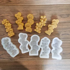 Moules en silicone pour bougies parfumées tournesol, cœur et trèfle et artisanat résine