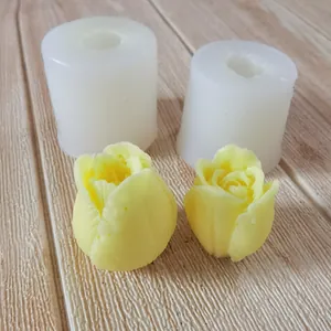 Tulip Flower Silicone Mold For DIY Scented Candle Aromatherapy Plaster Soap Chocolate Mousse Making 3D Flower DIY Mold