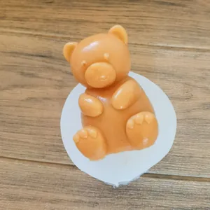 Sitting Hug Bear Silicone Mold For DIY Scented Candle Gypsum Ornament Epoxy Resin Bear Cake Mold Cute Animal Handmade Craft