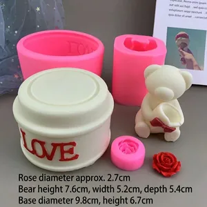 Teddy bear and music box base silicone mold set with dimensions for DIY gifts