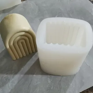 DIY Siliconen Boog Kaars Vorm Voor Aromatherapie Steen Handgemaakte Zeep Gips Ornament Geribbelde Regenboog Geometrische Vorm
