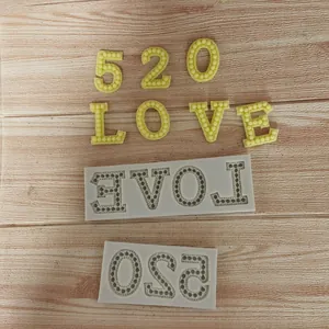 Silicone Cake Mold Pearl Texture 520 LOVE Letters Number Baking Tool For Valentine's Day Wedding Dessert Table Decoration