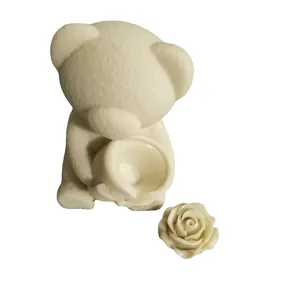 3D Teddy bear and rose silicone mold for Valentine's Day chocolate or candle making