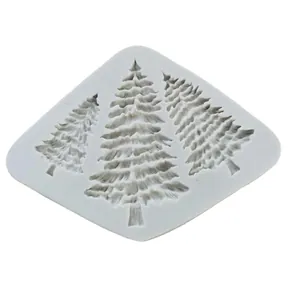 Professional 3-cavity Christmas tree silicone mold for fondant and chocolate cake decoration