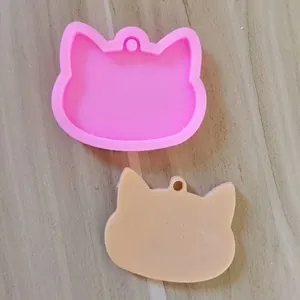 Cat head shaped silicone mold for DIY resin keychains and car pendants