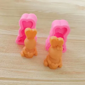 Stampo in Silicone Coniglio Cartone Animato Cuore Cioccolato Mousse Gelato Torta Strumento Cottura Fai da Te Forma Animale