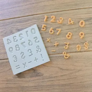 Detail view of number and symbol silicone mold for chocolate and cake decoration