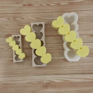 5-Schakels Zuil Hart Siliconen Vorm Voor DIY Kaarsen Maken Hars Craft Mousse Ijs Cake Vorm Valentijnsdag Tool