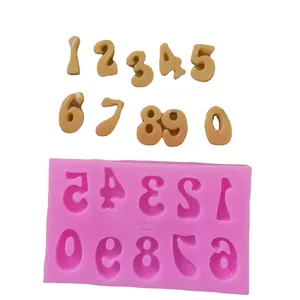 Silicone numbers mold for cake decoration with 0-9 digits for fondant and chocolate
