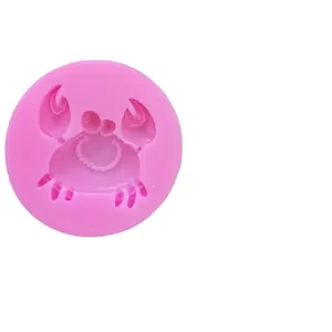 Molde de silicona rosa con forma de cangrejo para decorar pasteles y chocolate