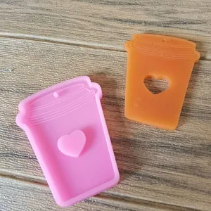 DIY Milk Tea Cup Shape Silicone Glue Mold Heart Pattern Epoxy Resin Casting Mold For Keychain Car Pendant Decoration Handmade Craft Supplies
