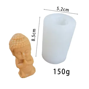 Vista detallada del molde de silicona de Buda para velas con dimensiones y peso