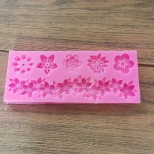 Stampo in silicone rosa con fiori per decorazione torte bordi fondente e cioccolato