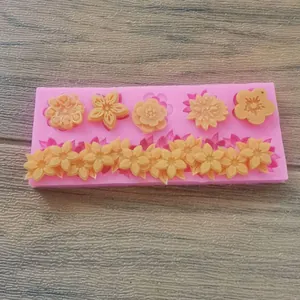 Stampo in silicone bordo floreale per decorazione torte fondente e cioccolato macro