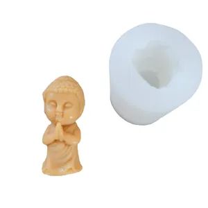 Molde de Silicona de Pequeño Buda para Fabricación de Velas Aromáticas DIY Cera Yeso Decoración de Mesa Zen