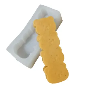 Cute 4-cavity teddy bear silicone mold for candle making and chocolate mousse.
