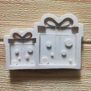2-Loch Silikonform im Geschenkbox-Design mit Schleife für Schokolade und Kuchendeko