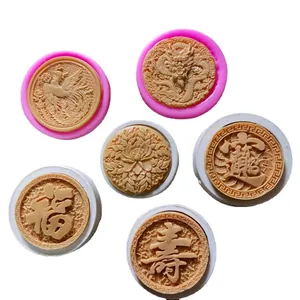 Chinese traditional silicone baking molds with dragon and phoenix patterns