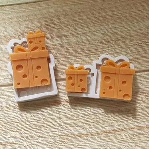 2-Loch Schleife Geschenkbox Silikonform Für Fondant Schokolade Pudding Kuchen Dekoration DIY Backwerkzeug Handgemachte Seifenform