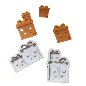 2-Fach Silikonform Schleife Geschenkbox für Schokolade und Fondant Tortendekorationen