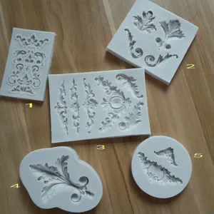 European Relief Totem Silicone Cake Mold Fondant Chocolate Molding Tool Baroque Scrollwork Border Decoration Baking DIY Sugarcraft Mold