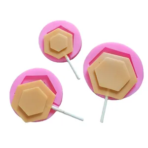 Set da 3 stampi in silicone esagonali per lecca-lecca per cioccolato e caramelle