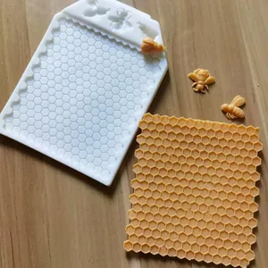 Small Bee Honeycomb Cake Border Decoration Silicone Mold For Fondant Chocolate Clay Baking Tools White Cake Molds