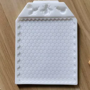 Detailed macro view of honeycomb and bee silicone mold for creative DIY fondant decoration