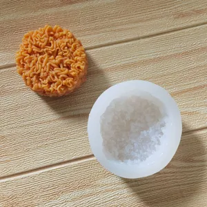 Detailed view of instant noodle silicone mold with finished orange textured product