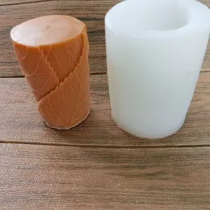 Cylindrical leaf pattern silicone mold for handmade candles and aromatherapy crafts